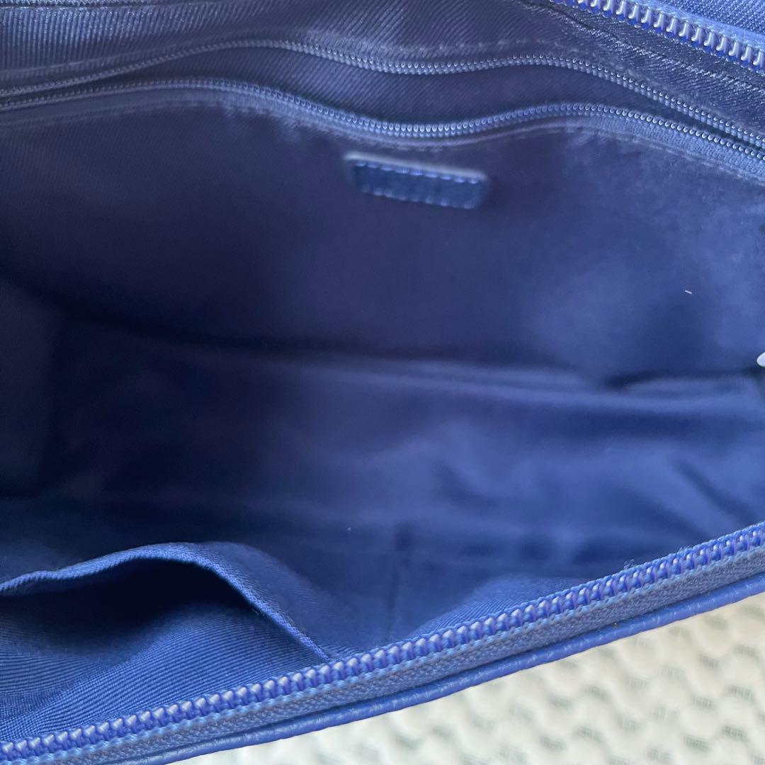 【美品】本革 470gワイドテープショルダーバッグ/イアパピヨネ ブルー