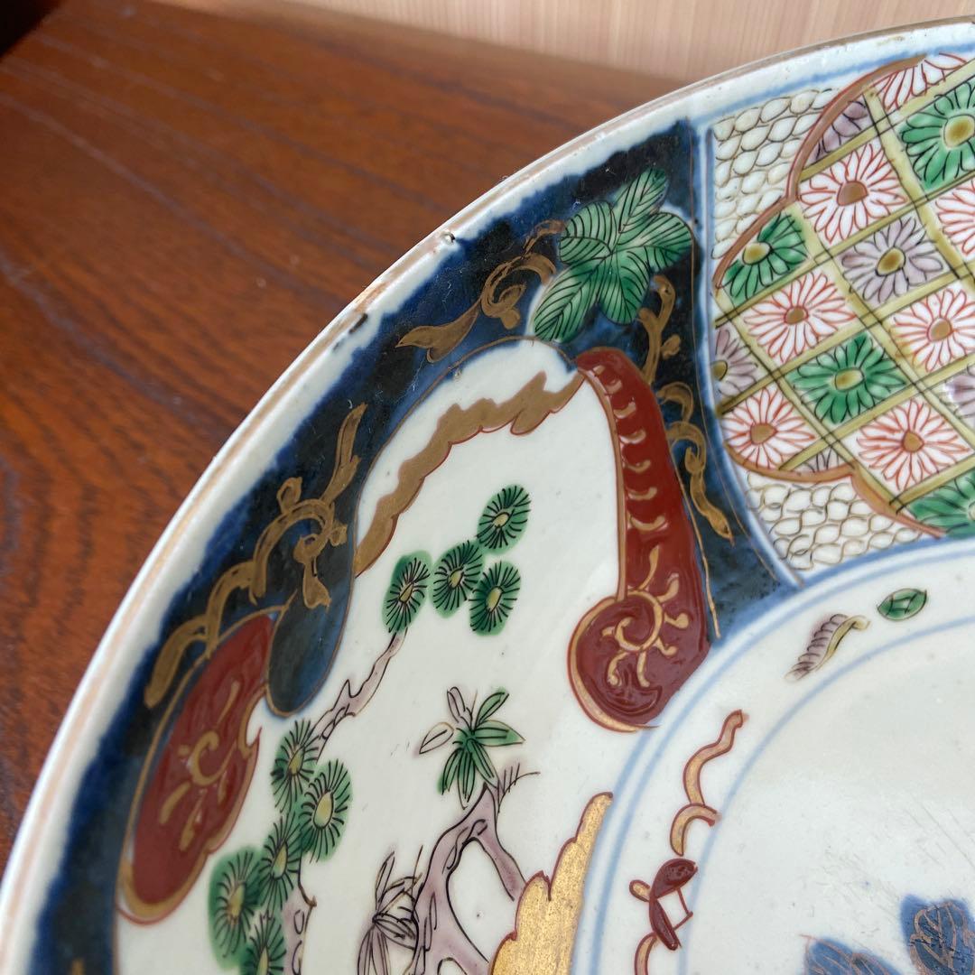 色絵古伊万里金彩牡丹瑞雲四方割文鉢