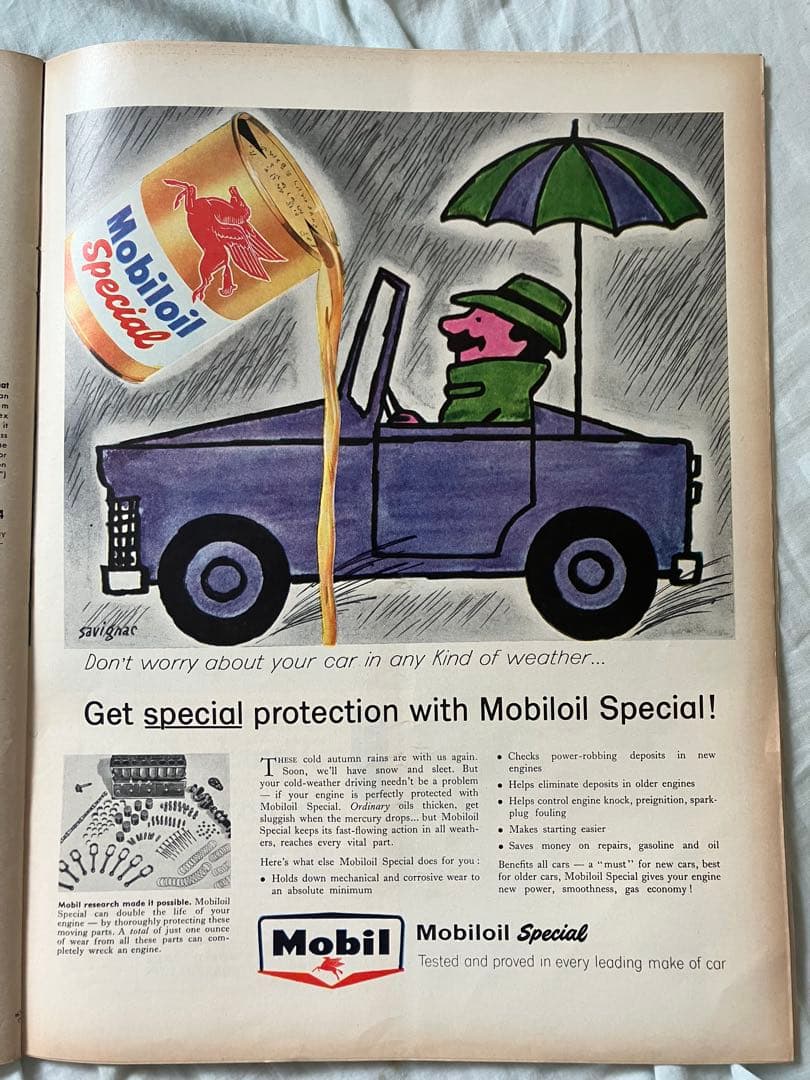 【超希少】サヴィニャック　Mobil ガソリン　オリジナル広告掲載雑誌LIFE
