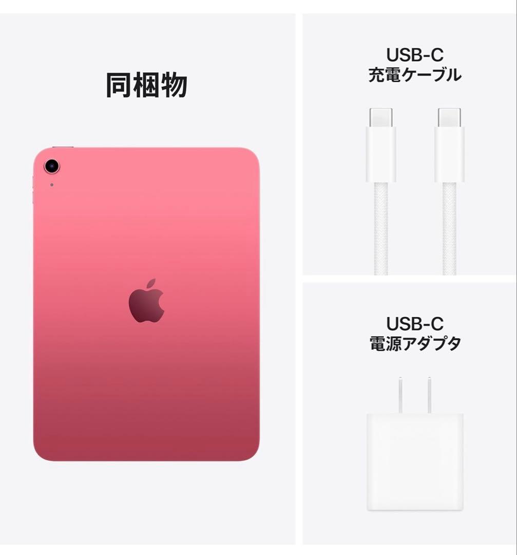 iPad (A16) WiFiモデル 128GB ピンク : 備品付き（箱なし）