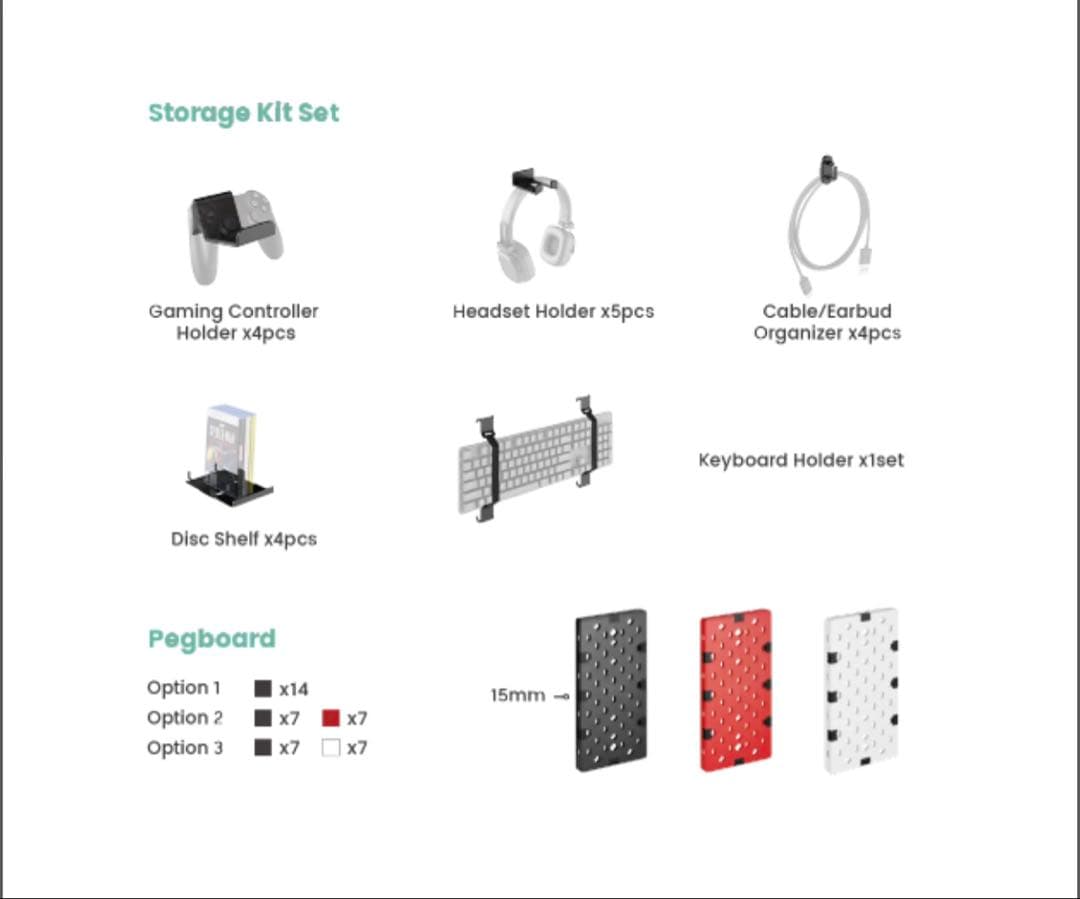 ペグボード14個 ブラック&レッド