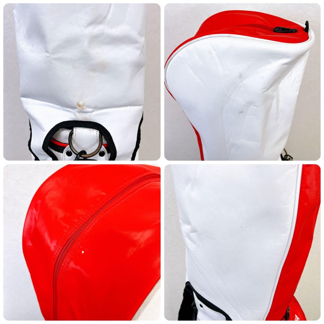 YAMAHA キャディバッグ 白×赤 フードカバー付 ツアー系デザイン　ゴルフ