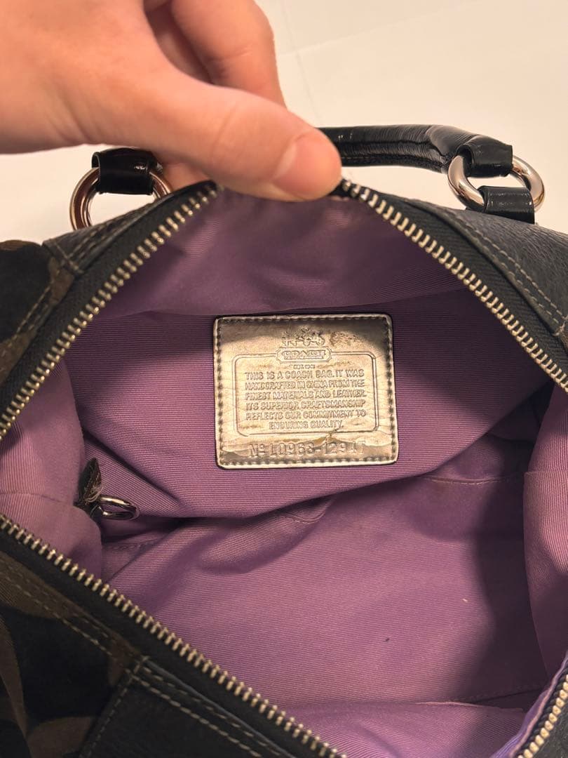 美品　COACH キャンバス×レザー ショルダーバッグ ハンドバッグブラック系