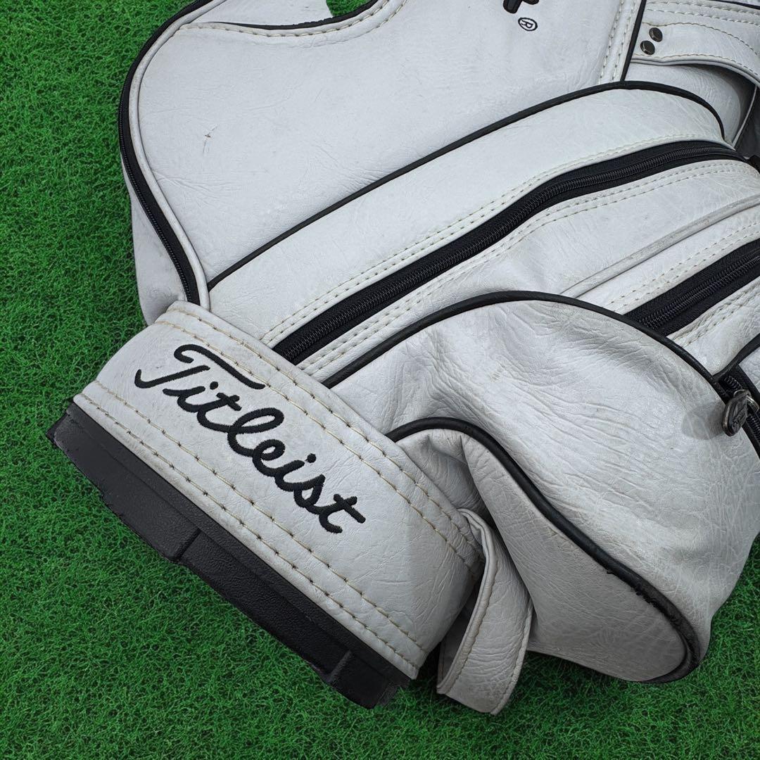Titleist キャディバッグ 9型 6分割 レザー グレー ヘッドカバー付き