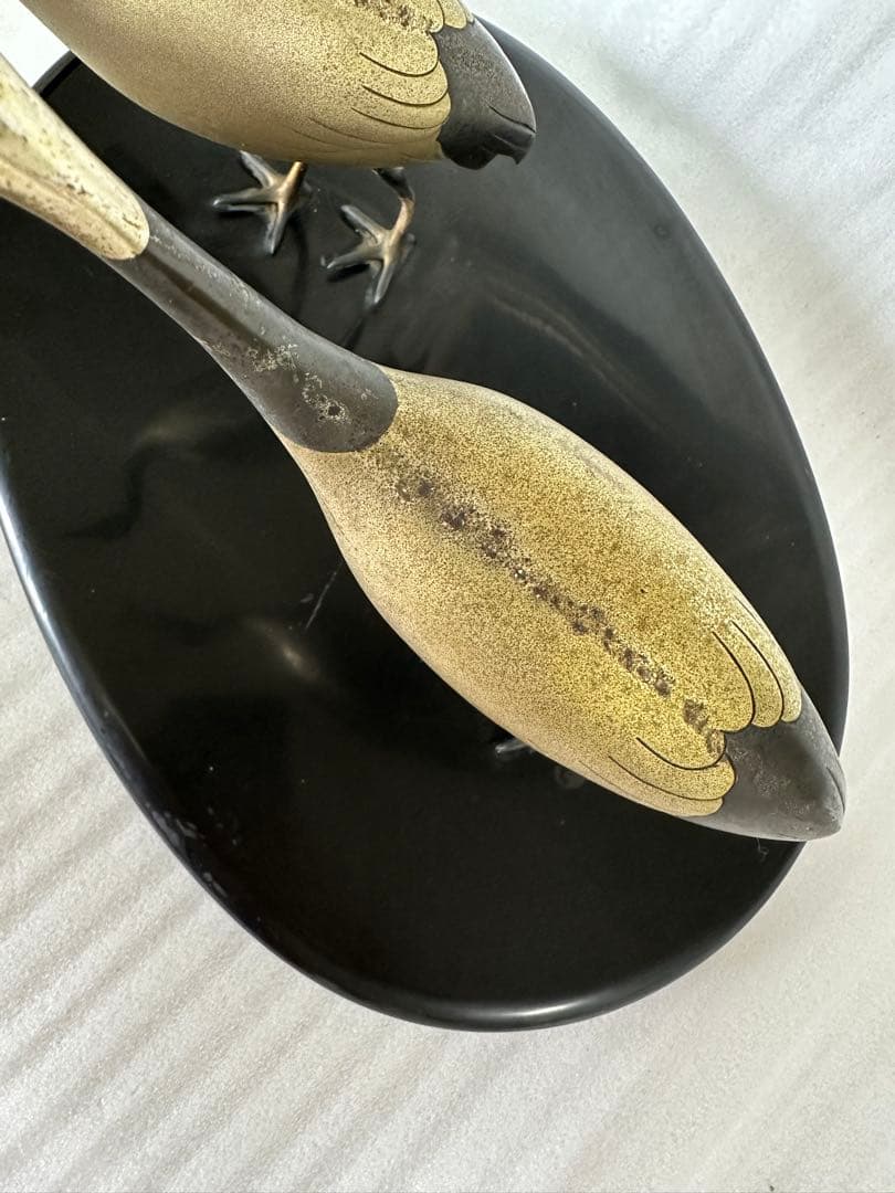 作家物 鶴　2羽 オブジェ　インテリア 高さ約29cm 銅製？