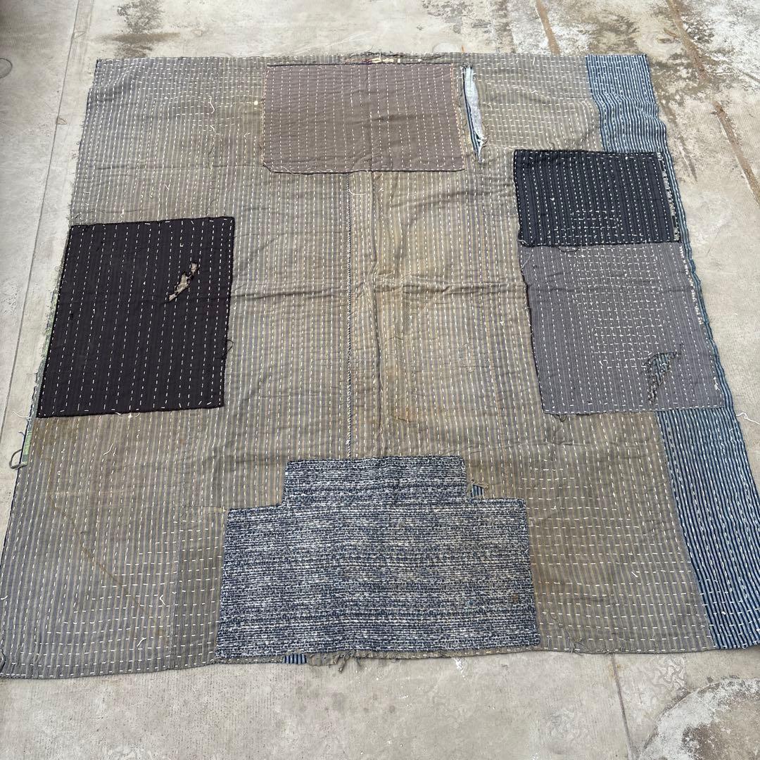 SALE⏬襤褸❹縞模様　全面刺子　敷物　カバー　パッチワーク