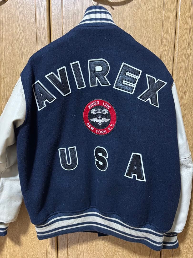 AVIREX スタジャン ネイビー/ホワイト