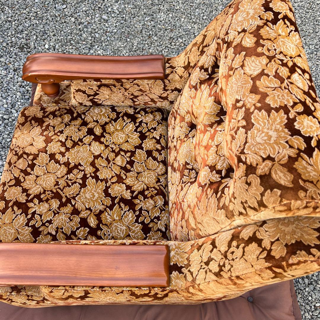 昭和レトロ ベロア ソファ 1人掛け 花柄 ヴィンテージ vintage 古家具