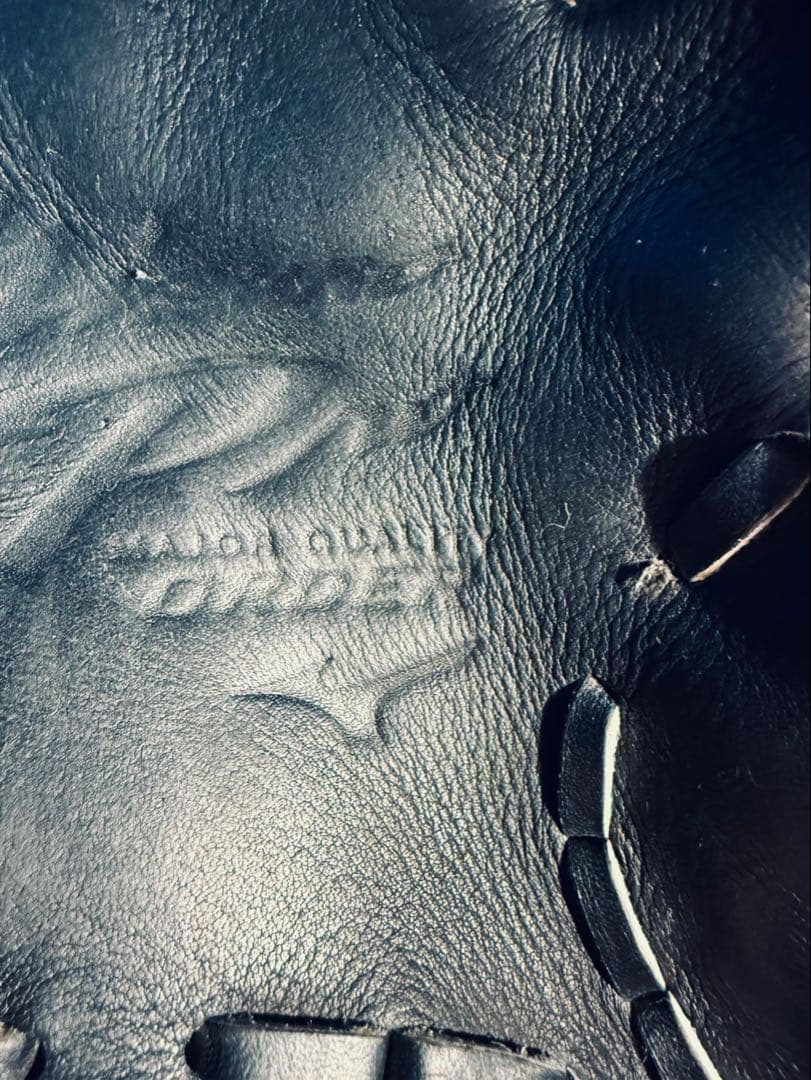 筋*ン様 ミズノプロ （Mizuno Pro）硬式内野手用 グラブ 黒×水色　波