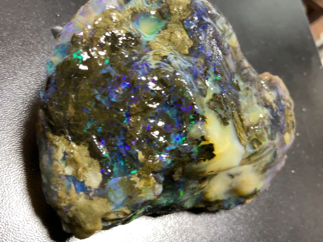 特大 【800CT】 エチオピア カーボン　オパール 原石 青　鉱物標本