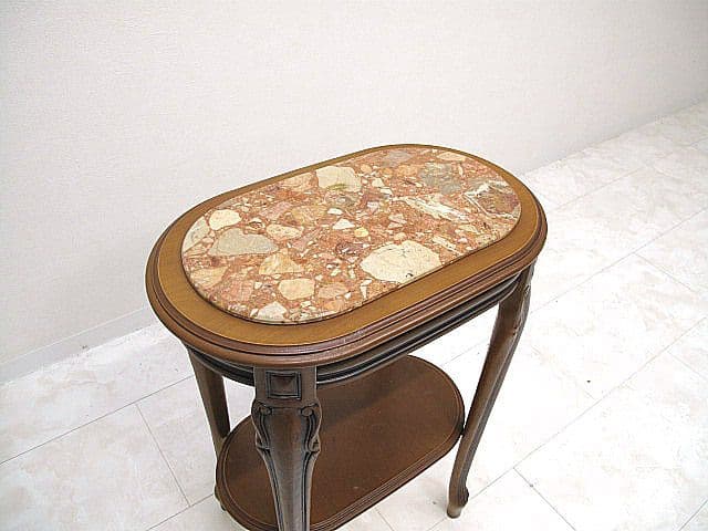 イタリア製 大理石トップ サイドテーブル 花台 W52cmD32ｃｍＨ75cm