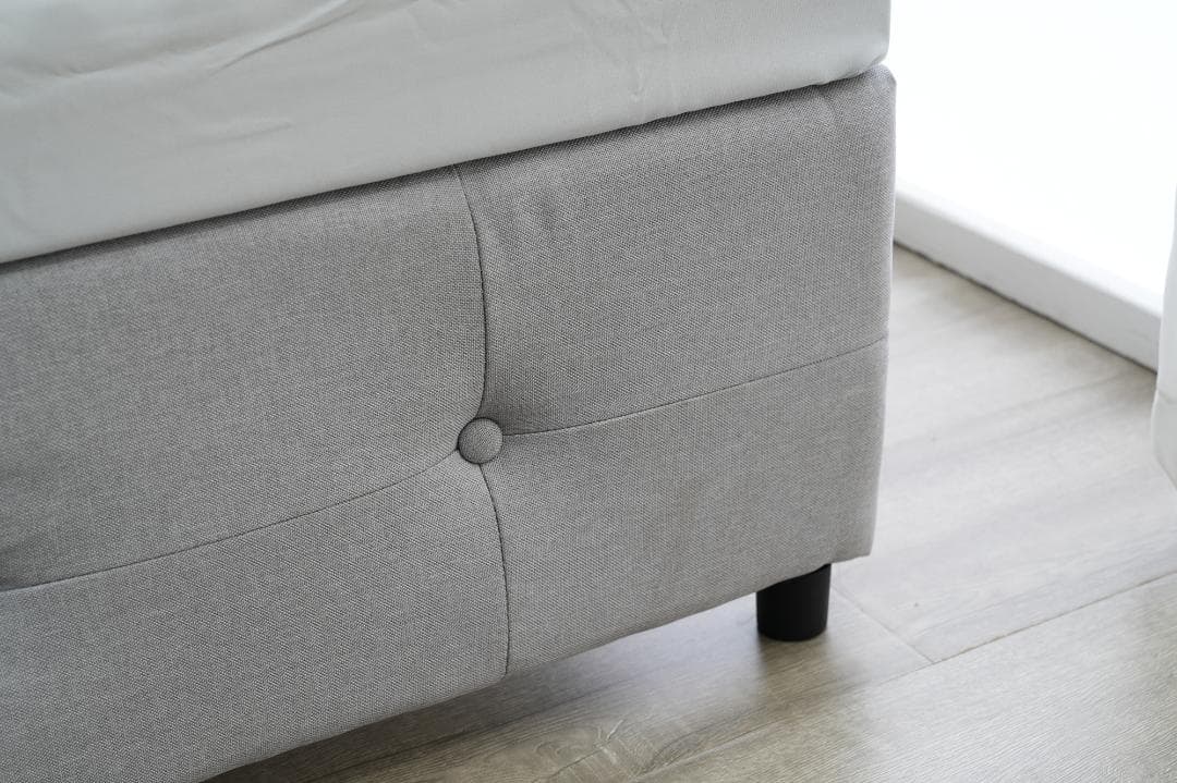 D ファブリックベッド ベッドフレームのみ ダブル 引き出し付き 布貼りベッド