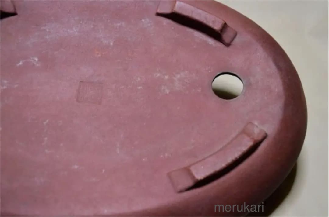 中国古盆器 紫砂 盆栽鉢 紫泥外縁楕円鉢 東寳公造 /蔵出し/唐物/古玩/骨董