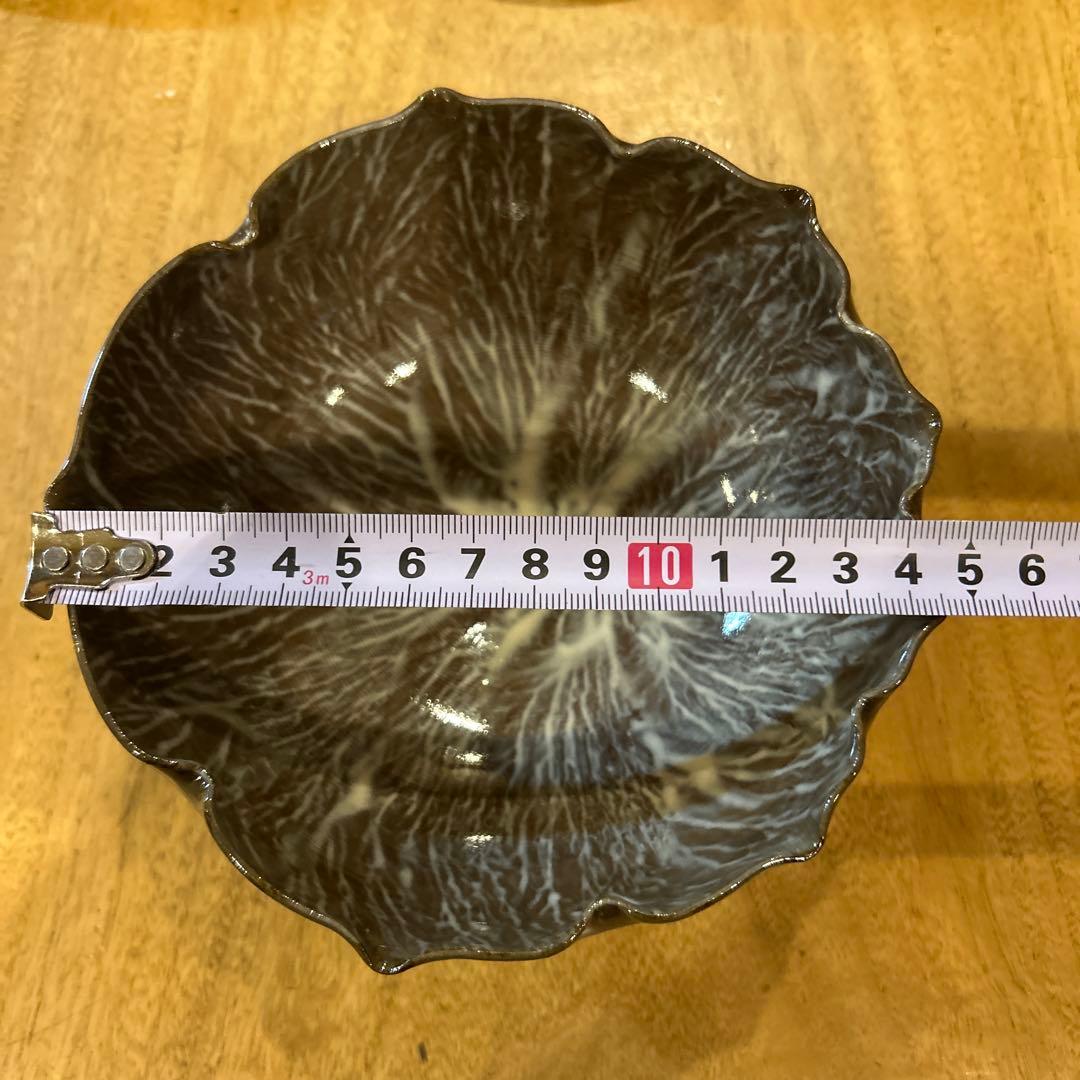 長崎　現川焼 十二代 横石臥牛宗雲作 刷毛目 花形鉢　五個　希少　一