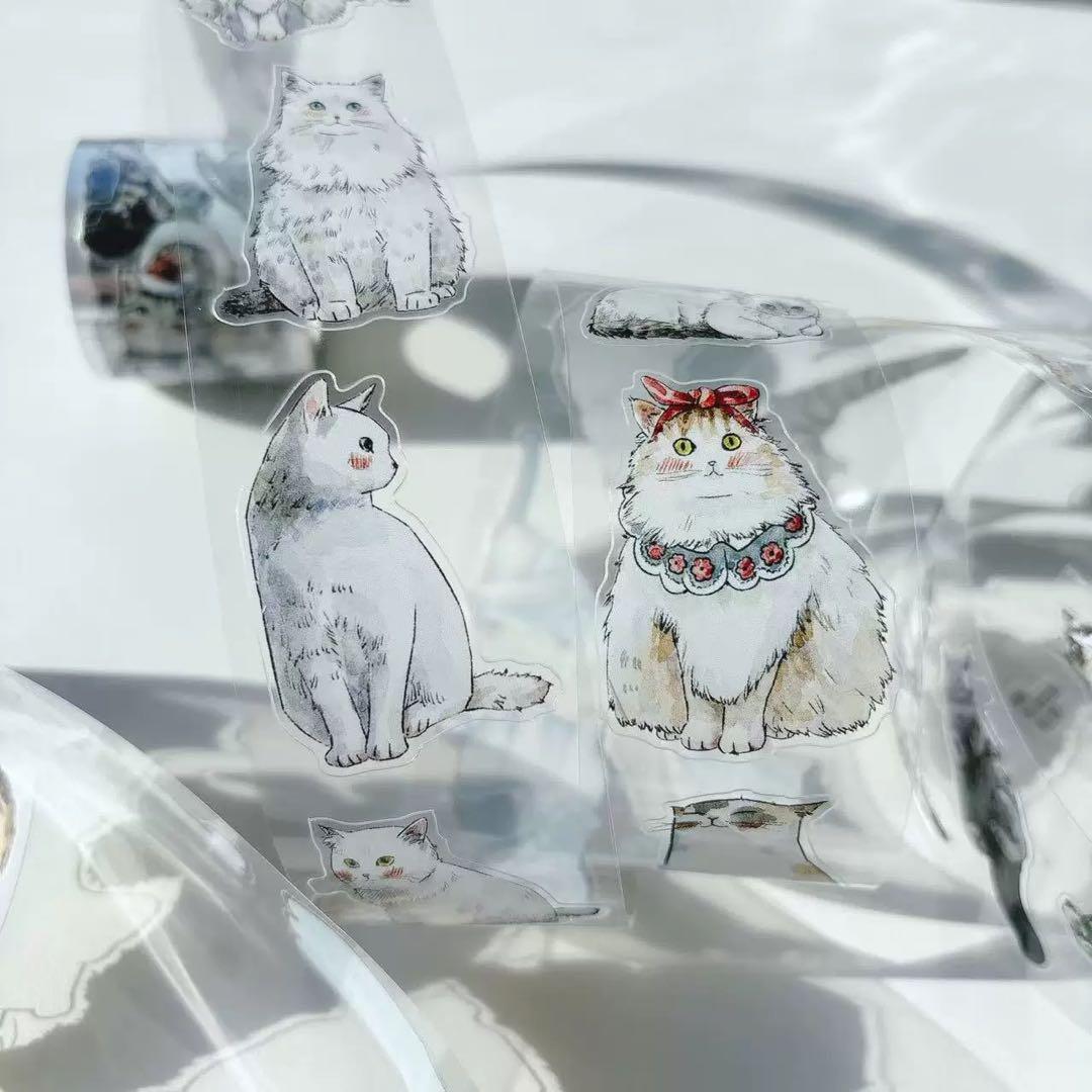 【9447】海外　10m巻　PETカッティング　マスキングテープ　猫　動物系