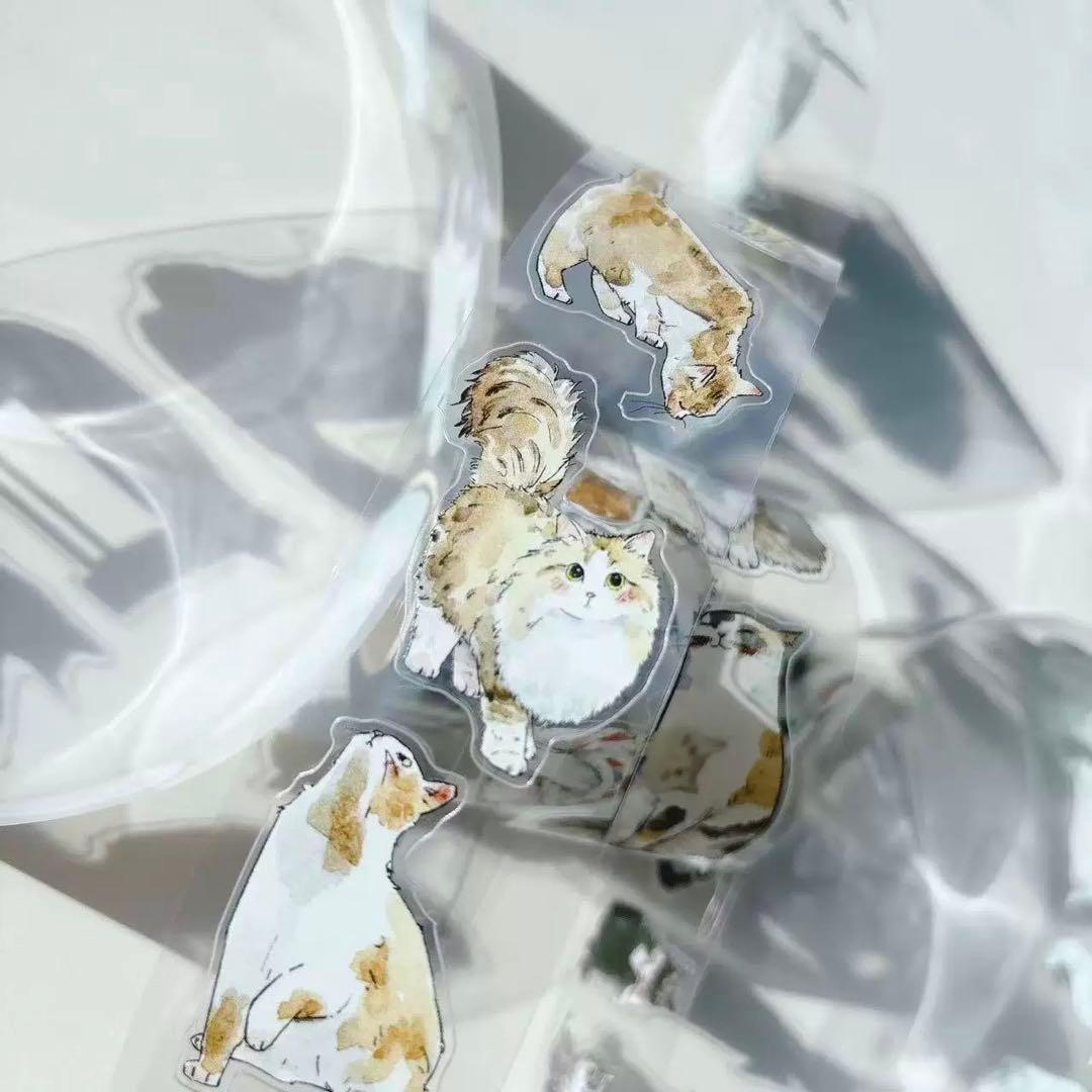 【9447】海外　10m巻　PETカッティング　マスキングテープ　猫　動物系