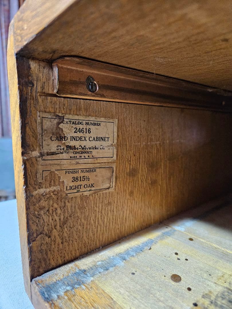 USアンティーク 木製のカードキャビネット ホルダー 卓上 書斎 引出し
