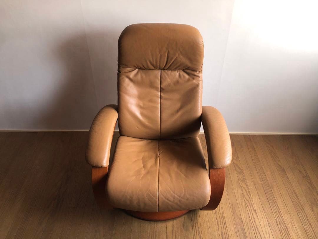 シモンズ フィヨルド リクライニング ラウンジソファ 回転式 本革張り 北欧家具