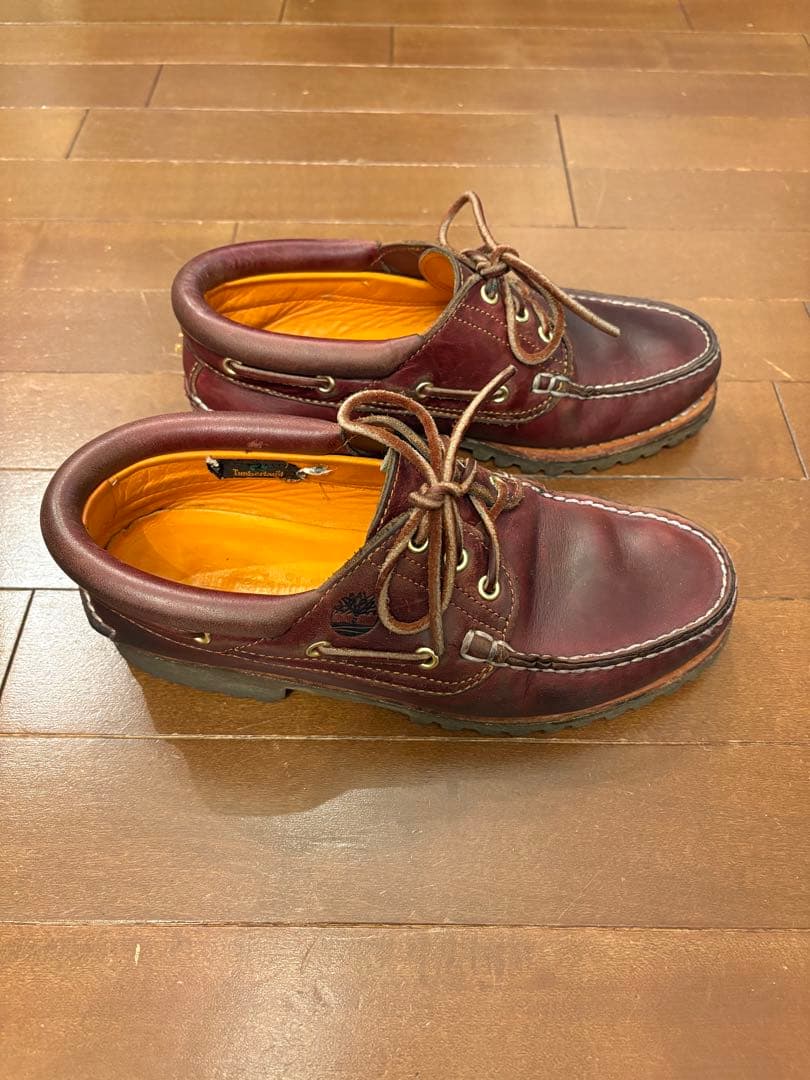 ティンバーランド　バーガンディ レザー デッキシューズ