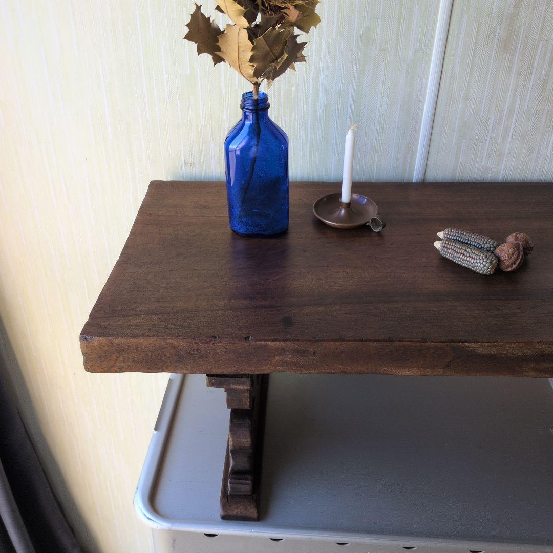 ブロカント古道具アンティーク重厚な経机 天板厚　5センチ　ローテーブル