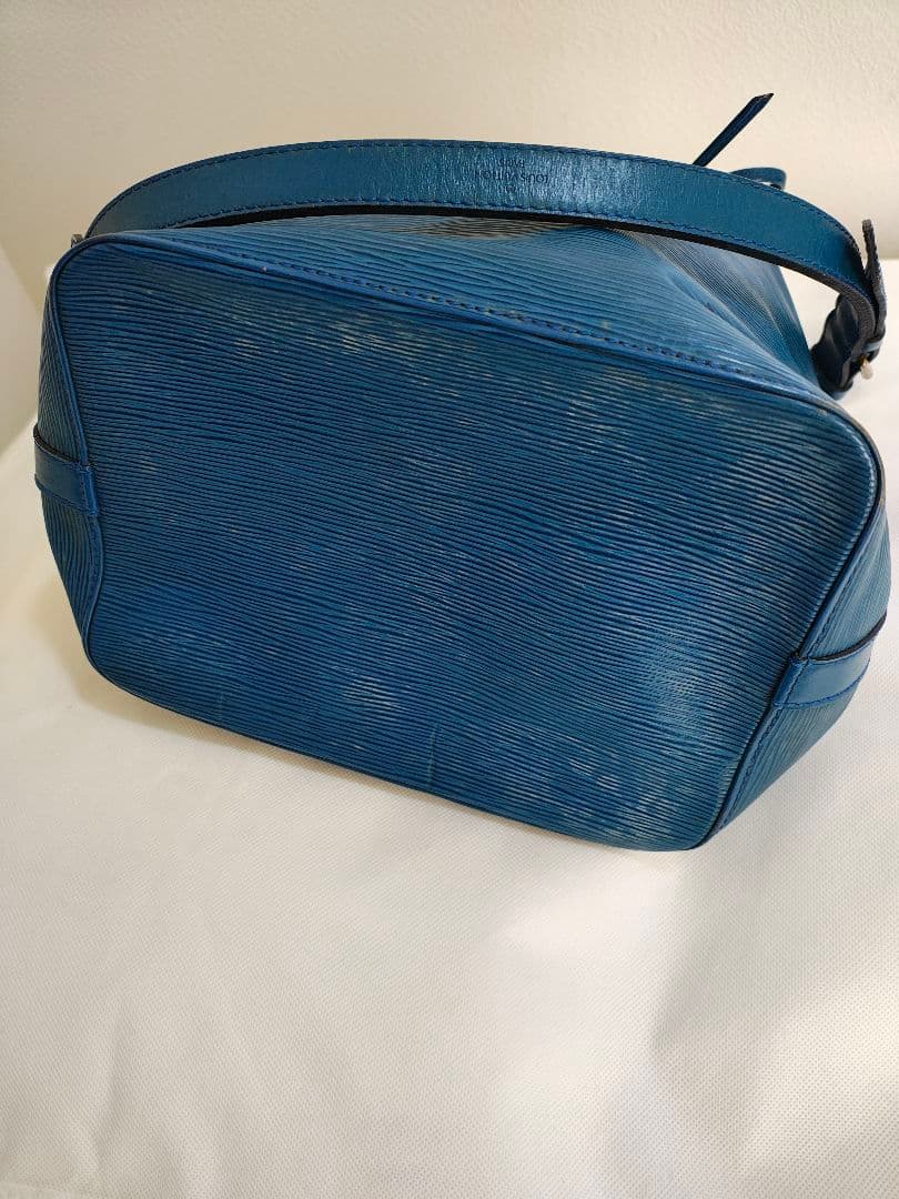 青 エピレザー バケットバッグ ショルダー付き