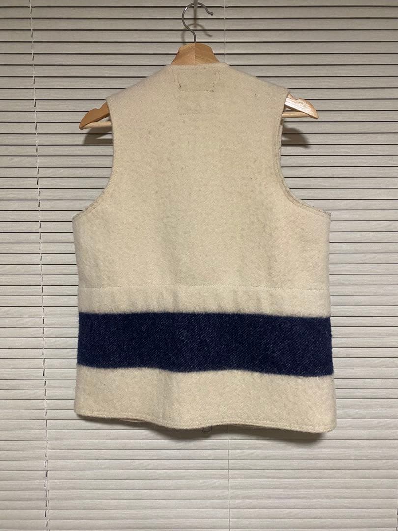 Nigel Cabourn ウールベスト 46 アイボリー/ネイビー