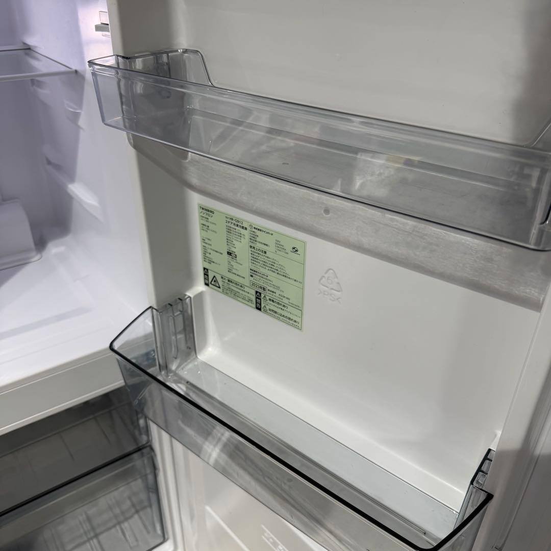 ツインバード　ホワイト 2ドア冷蔵庫　鏡面