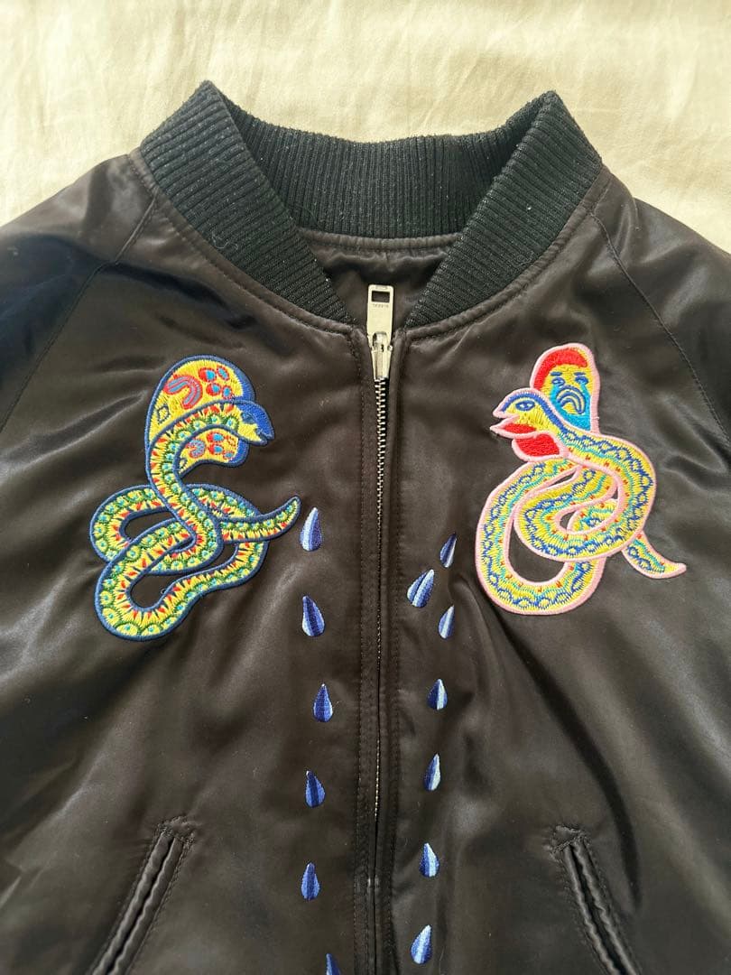 DIESEL 刺繍デザイン スカジャン 黒 リバーシブル