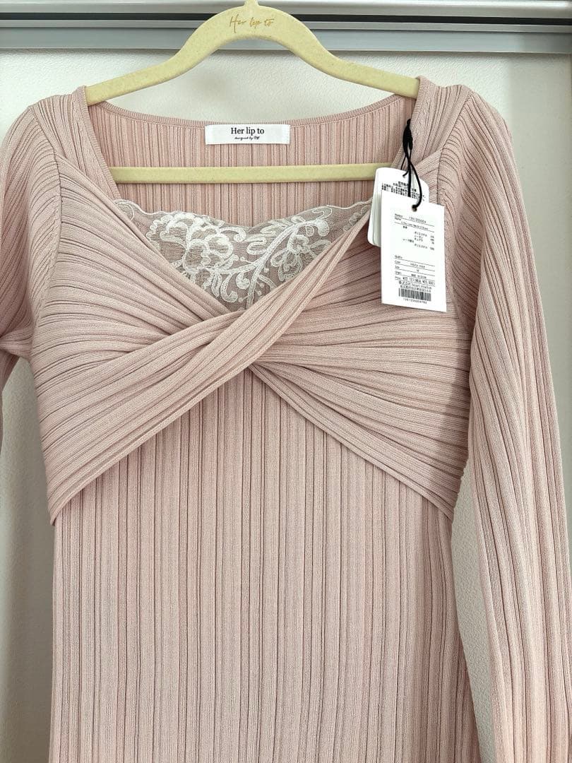 ワンピース Lilou Lace Hem Knit Dress misty rose