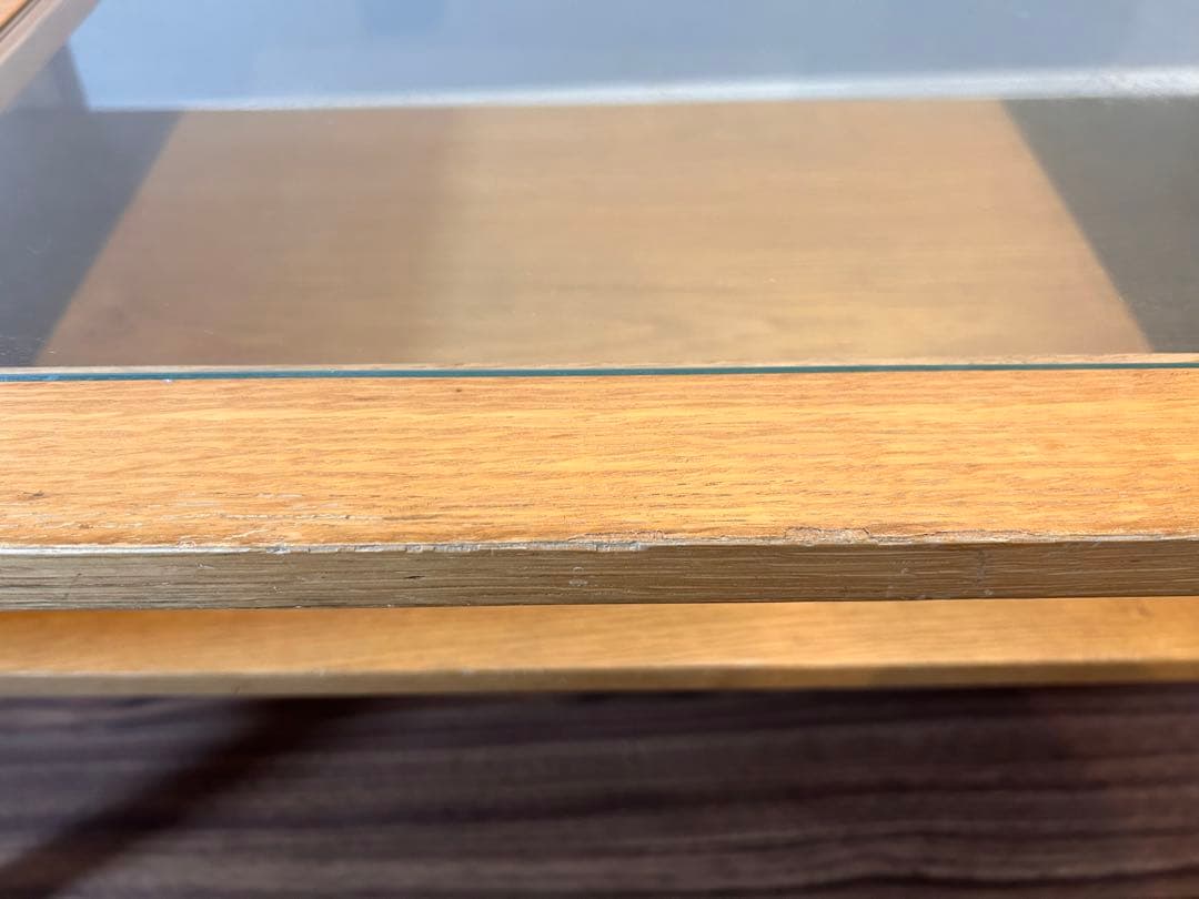 unico 木製センターテーブル ガラス天板付き