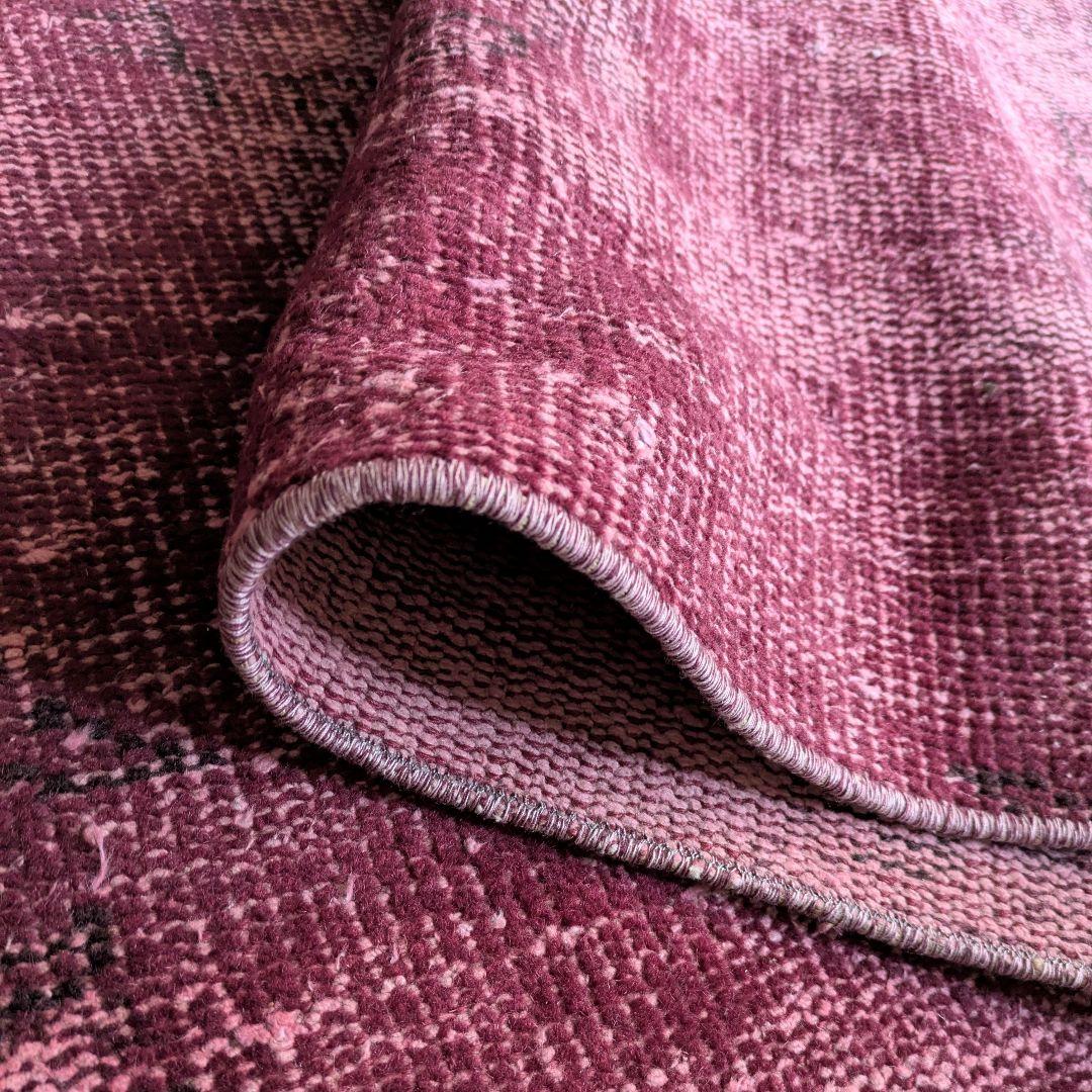 82×198 ボルドーレッドオーバーダイ　トルコヴィンテージラグ