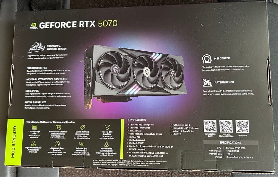 【未開封品】 MSI グラボ GeForce RTX 5070 12G