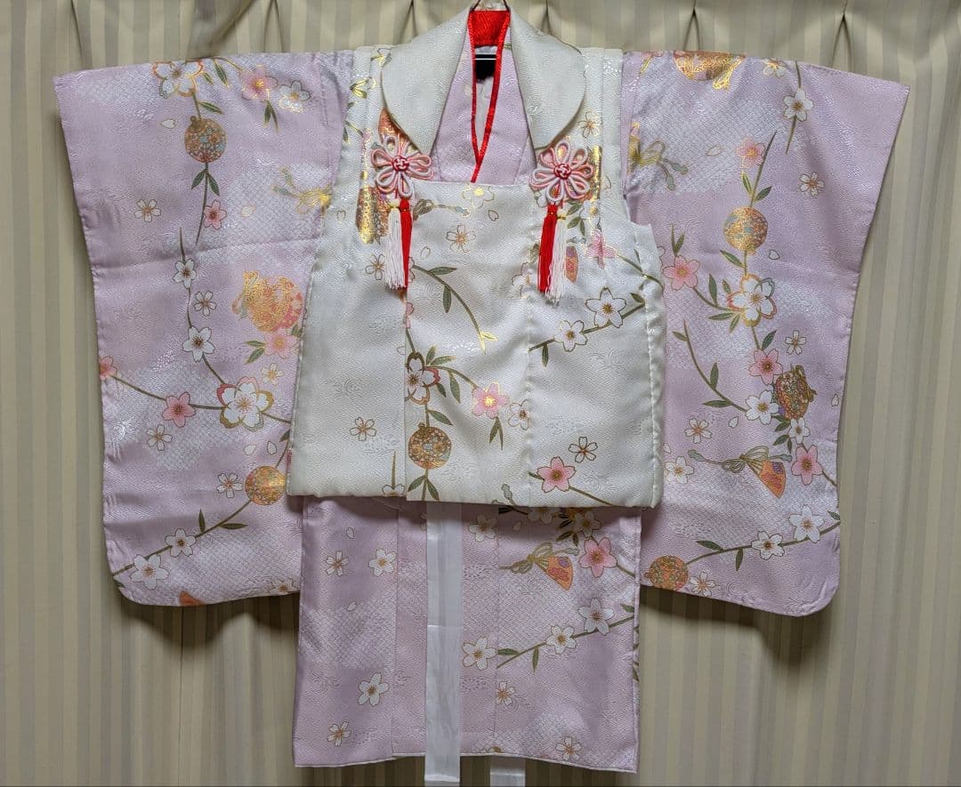 七五三　晴れ着セット 花柄刺繍　ピンク