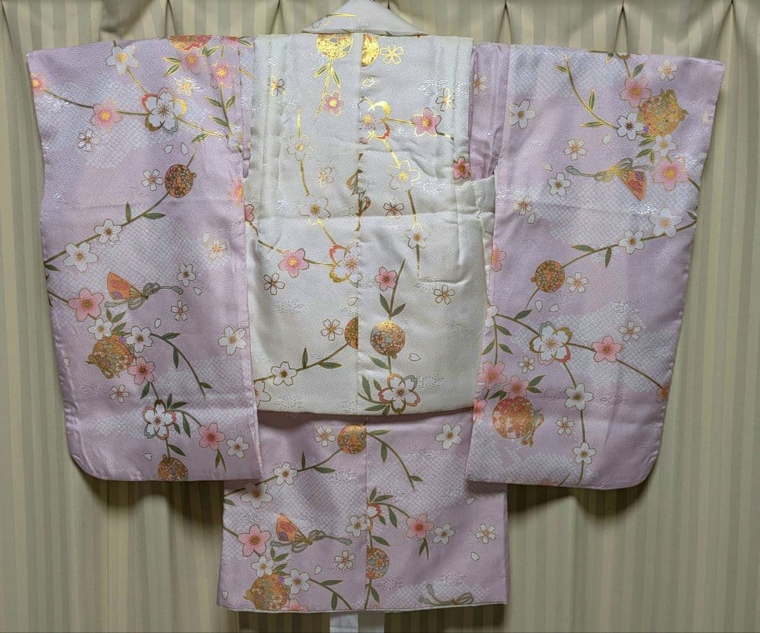 七五三　晴れ着セット 花柄刺繍　ピンク