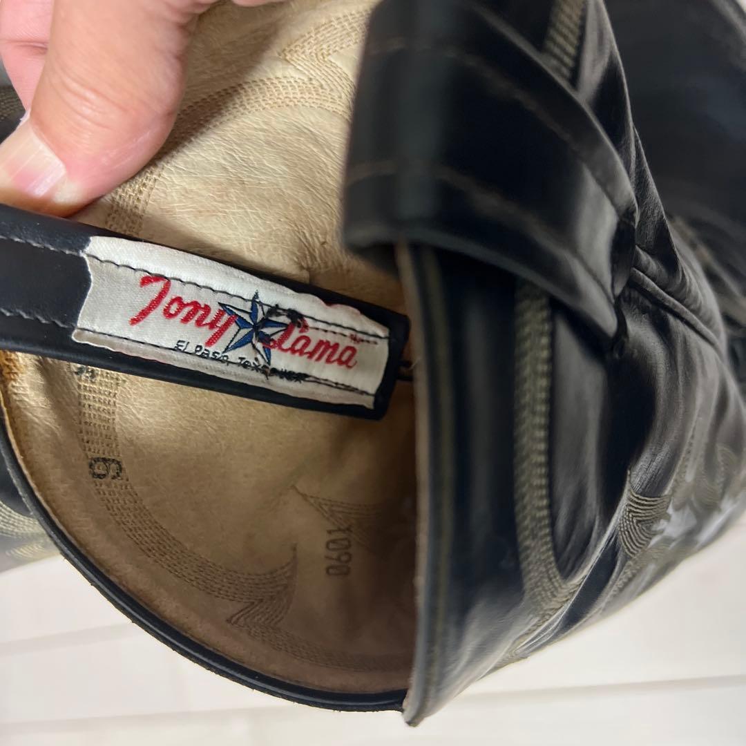 トニーラマ ウエスタンブーツ リザードトゥ刺繍入り26.5センチ