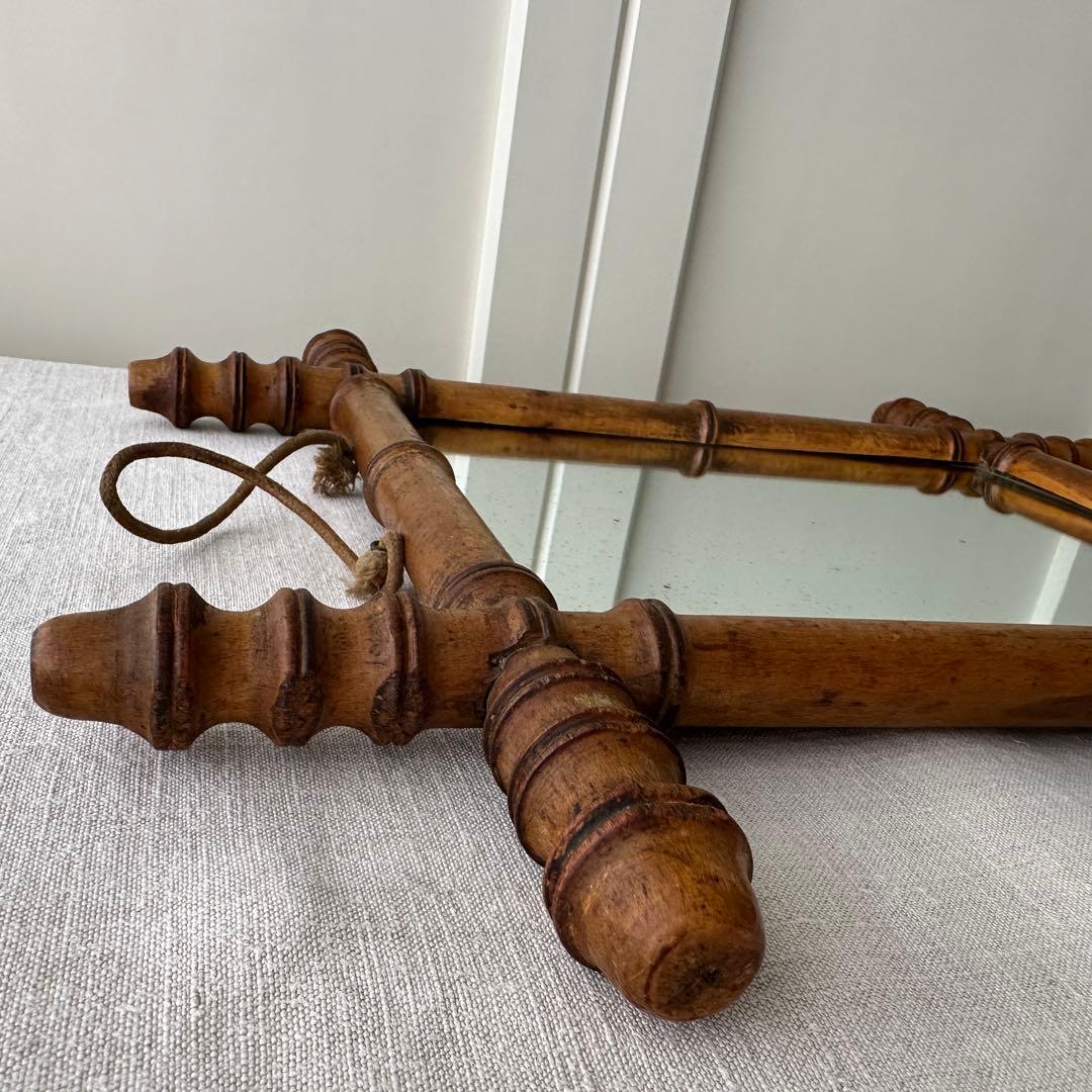 antiqueフランス アンティーク バンブーミラー 壁掛け ウォールミラー 鏡