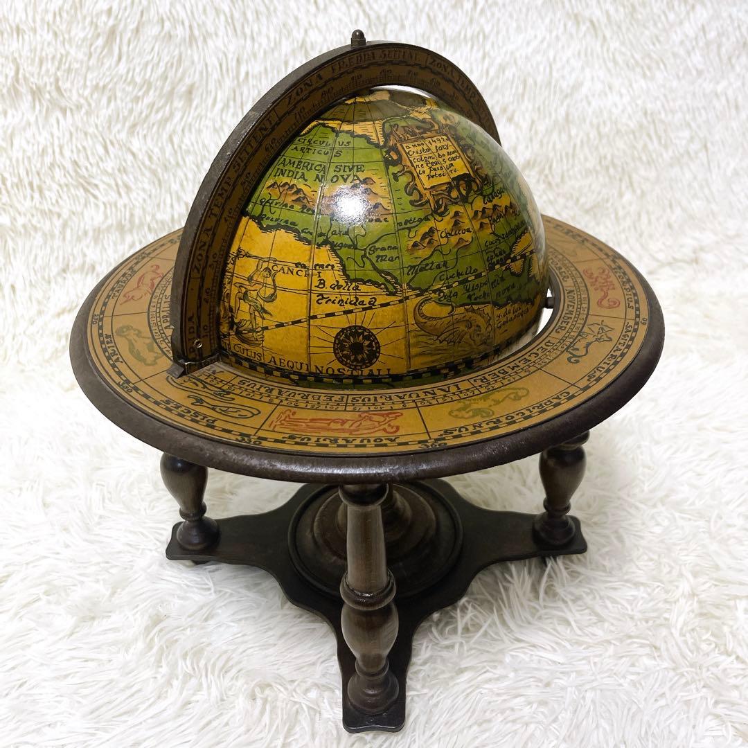 イタリアン 黄道十二宮 ヴィンテージ アンティーク 地球儀 木製 レア 希少