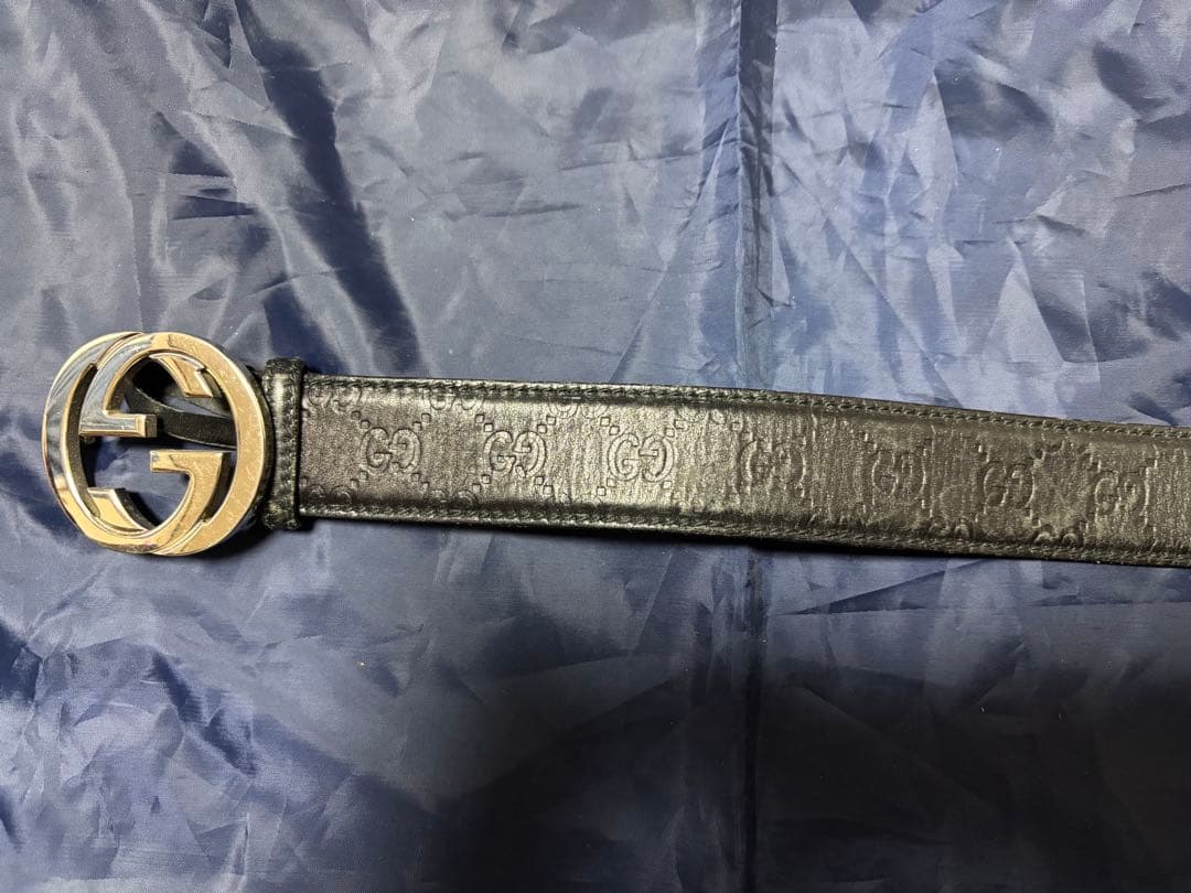 GUCCI グッチ ダブルG ベルト ブラック レザー 正規品 メンズ 使用感有