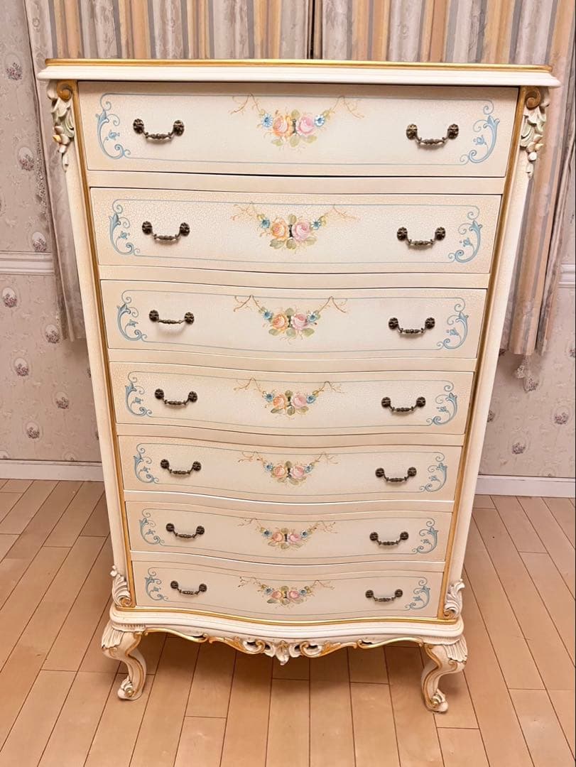 白家具ホワイトチェスト　ロココ調　シリック調