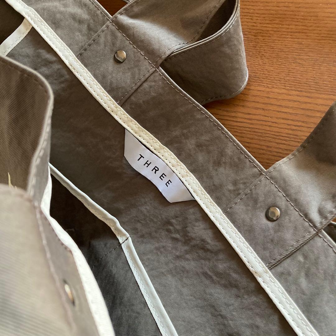 THREE グレー トートバッグ エコバッグ