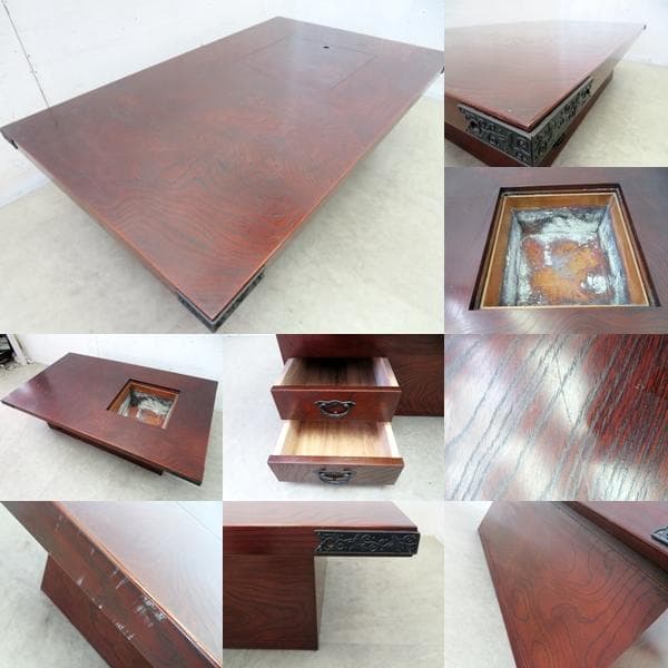 美品■囲炉裏テーブル■座卓■和モダン■民芸家具■幅150cm■国産の欅材■