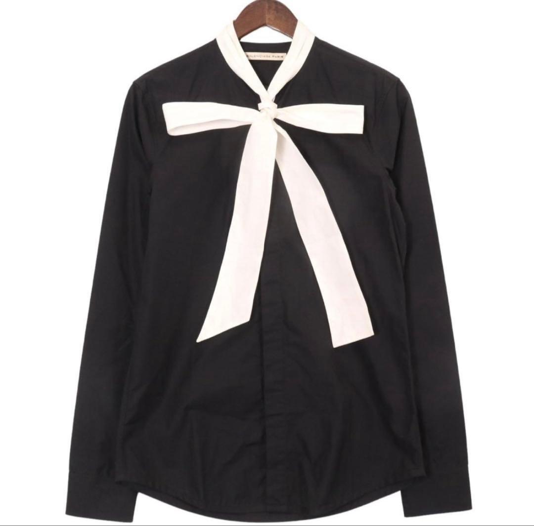 BALENCIAGA バレンシアガ ボウタイシャツ オーバーサイズ 黒白 常田