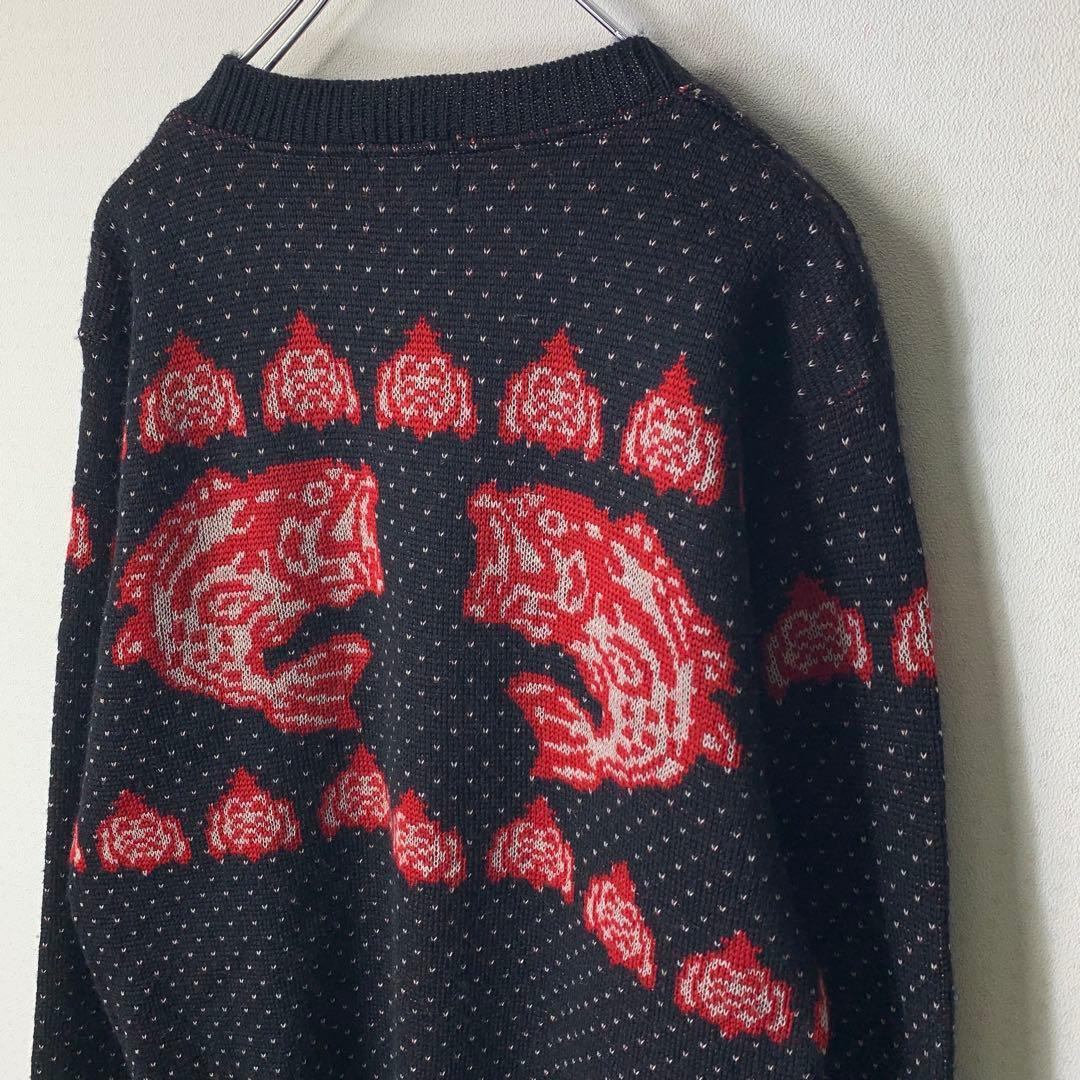 EVISU ニットセーター ブラックバス レッド 恵比寿 希少 vintage