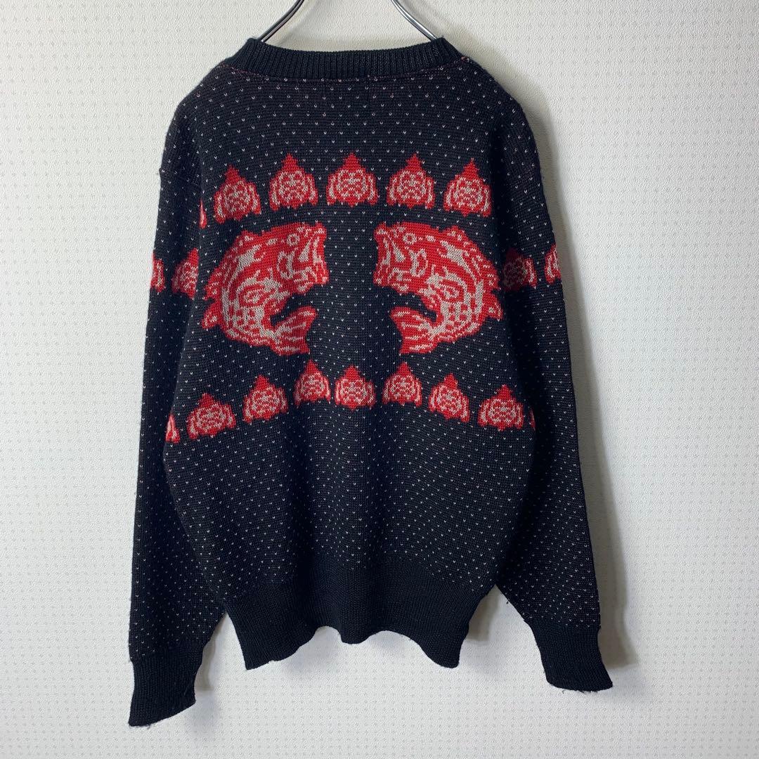 EVISU ニットセーター ブラックバス レッド 恵比寿 希少 vintage
