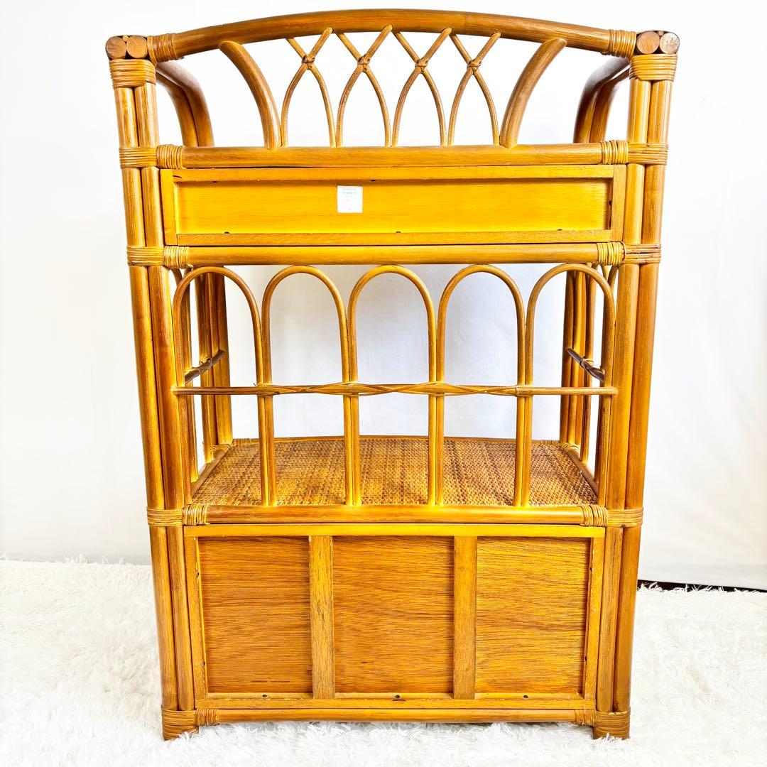 『送料無料』ラタン　キャビネット　サイドボード　収納ラック