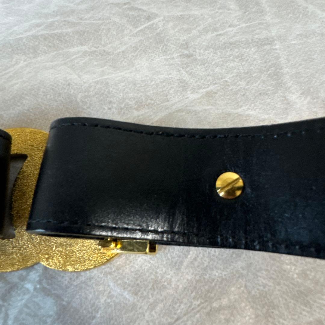 CHANELシャネルココマークレザー ベルト 96/A GP BKヴィンテージ