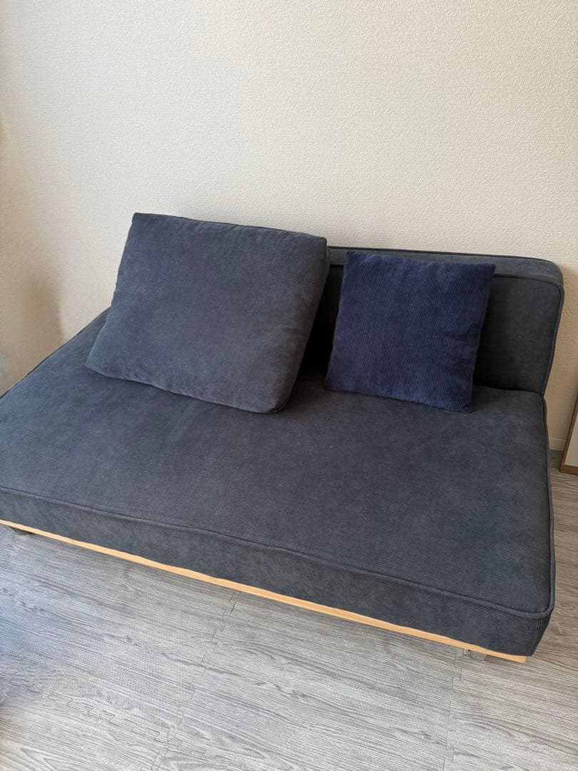 lushloomソファ コーデュロイ 2人掛け ネイビー ブルー