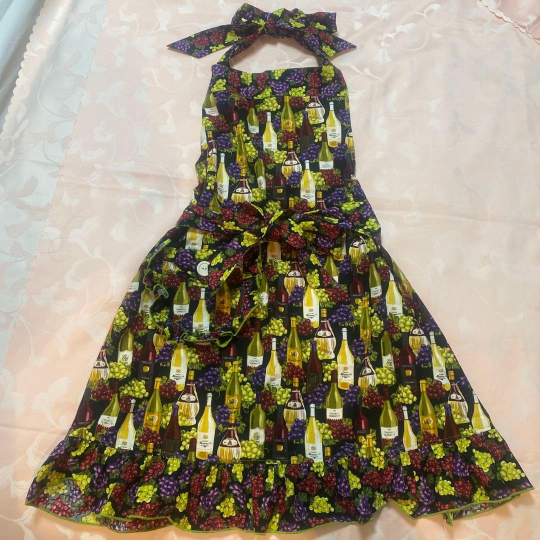 エプロン★ワイン柄★ソムリエ★ワインボトル柄★葡萄柄