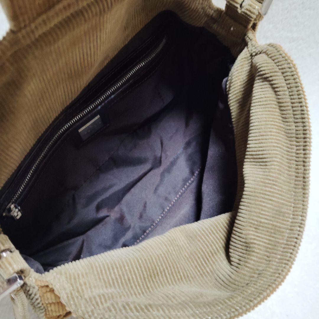 フェンディ　マンマバケット　ワンショルダーバッグ　コーデュロイ　ベージュ　訳あり