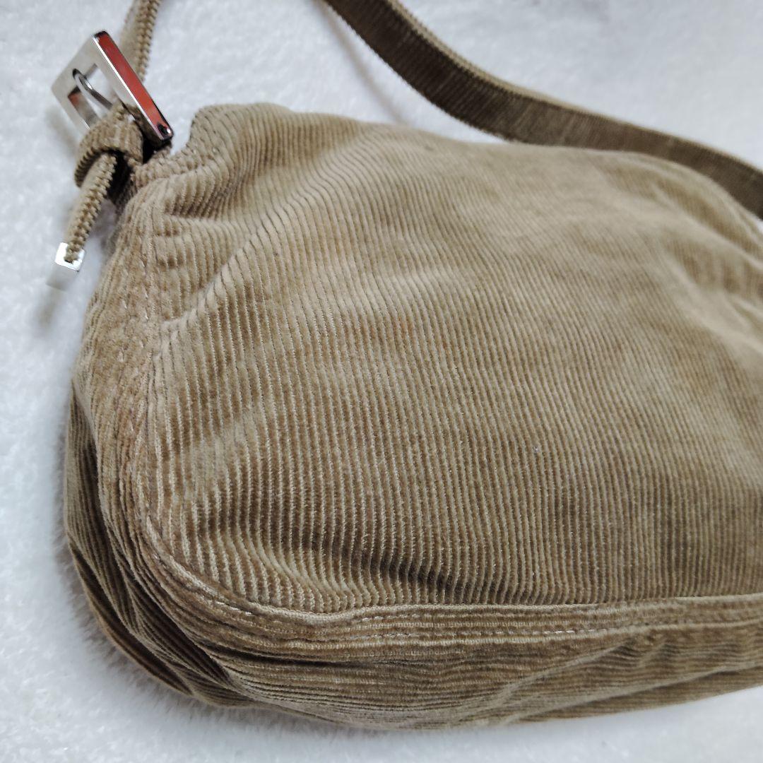 フェンディ　マンマバケット　ワンショルダーバッグ　コーデュロイ　ベージュ　訳あり